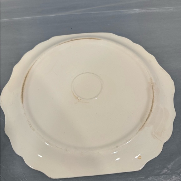 Vintage Harker Pottery Amy Floral Cake Plate Cream Scalloped Edge 1930s - Picture 5 of 6